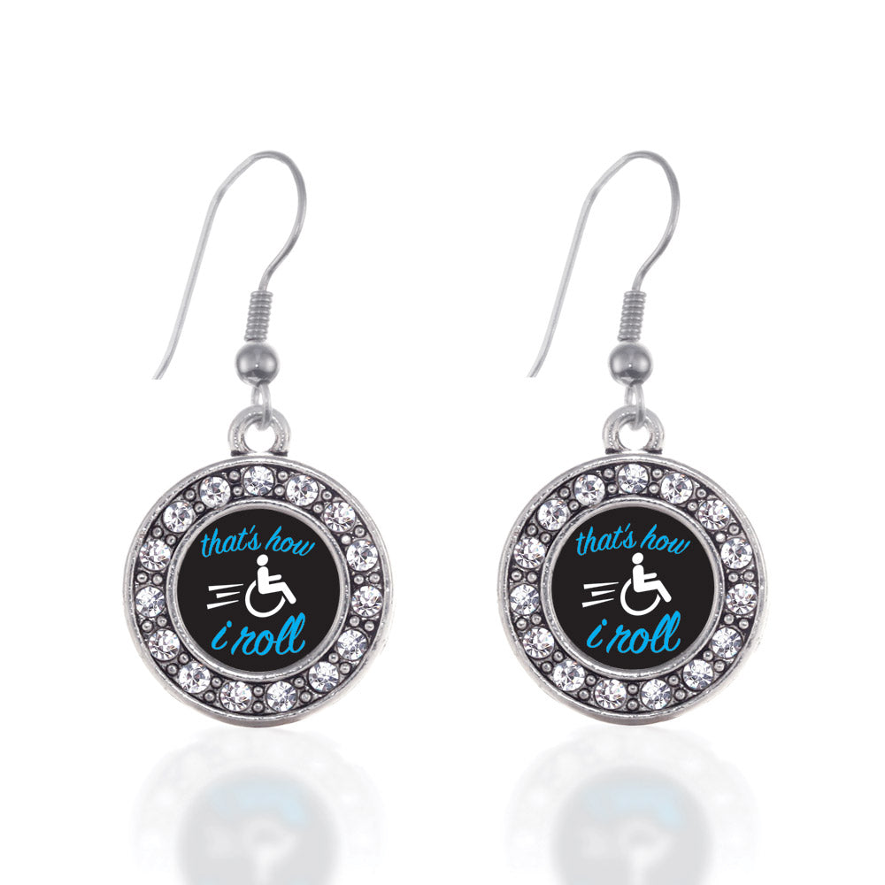 Silver That's How I Roll Circle Charm Dangle Earrings