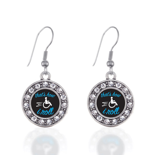 Silver That's How I Roll Circle Charm Dangle Earrings