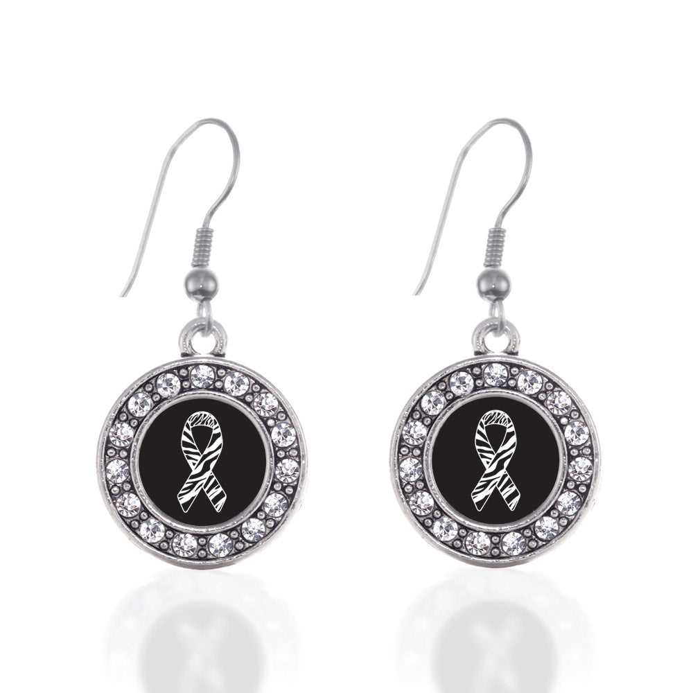 Silver EDS Awareness Circle Charm Dangle Earrings