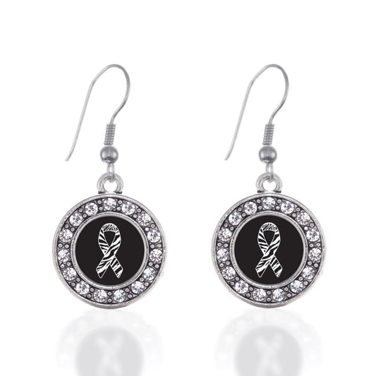 Silver EDS Awareness Circle Charm Dangle Earrings