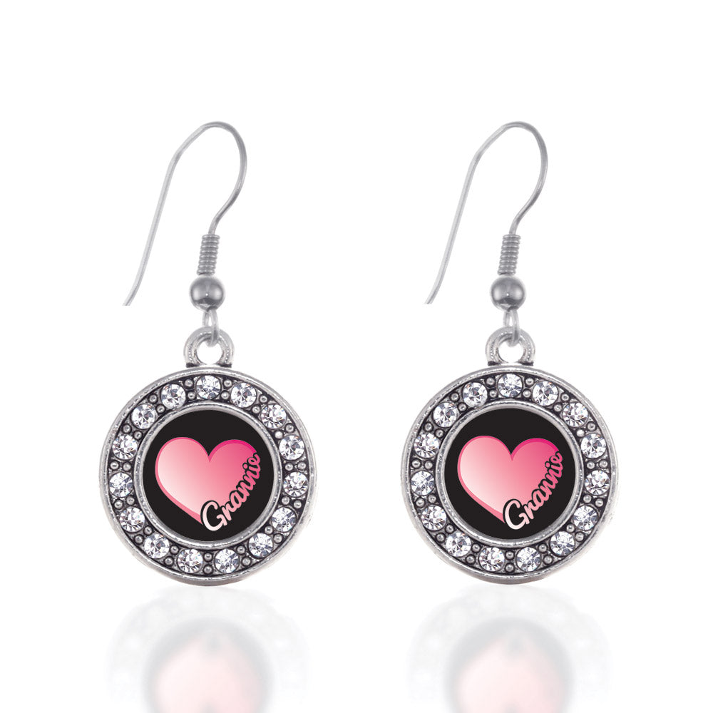 Silver Grannie Circle Charm Dangle Earrings