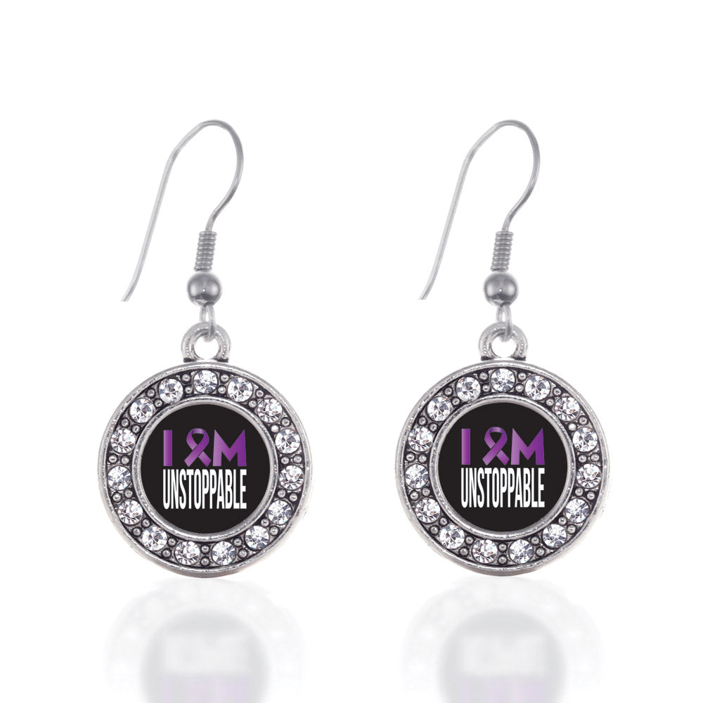 Silver I Am Unstoppable Circle Charm Dangle Earrings