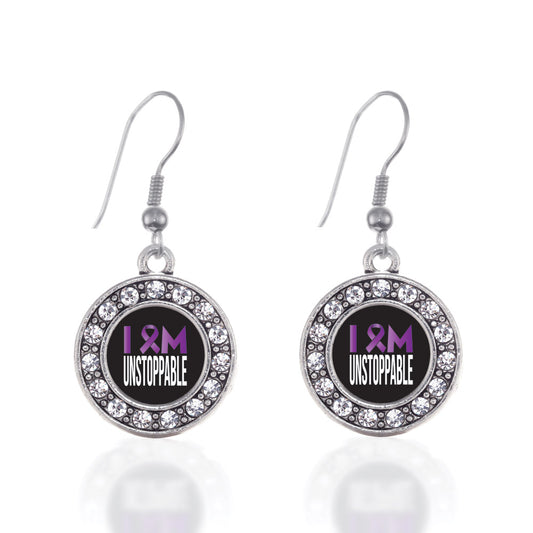 Silver I Am Unstoppable Circle Charm Dangle Earrings