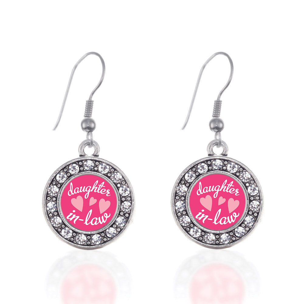 Silver I Love My Daughter In Law Circle Charm Dangle Earrings
