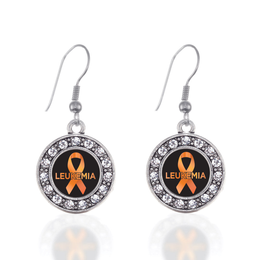 Silver Leukemia Support Circle Charm Dangle Earrings