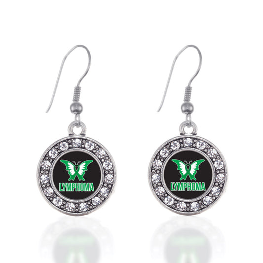Silver Lymphoma Support and Awareness Circle Charm Dangle Earrings