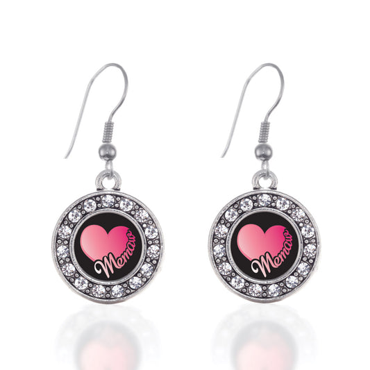 Silver MeMaw Circle Charm Dangle Earrings