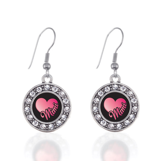 Silver Mimi Circle Charm Dangle Earrings