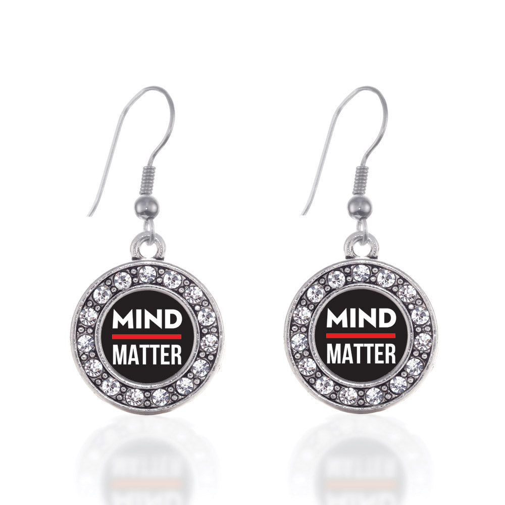 Silver Mind Over Matter Circle Charm Dangle Earrings