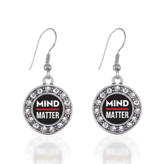 Silver Mind Over Matter Circle Charm Dangle Earrings