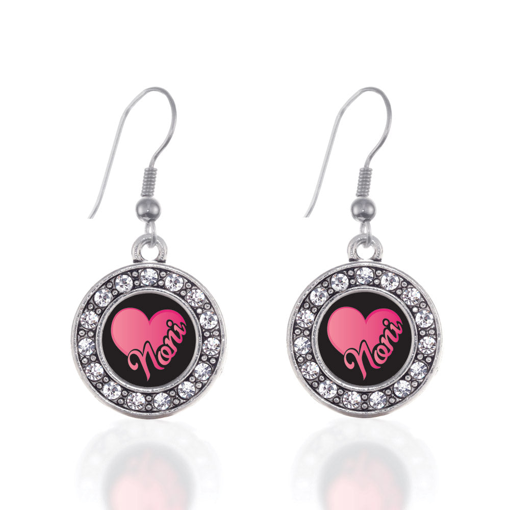 Silver Noni Circle Charm Dangle Earrings