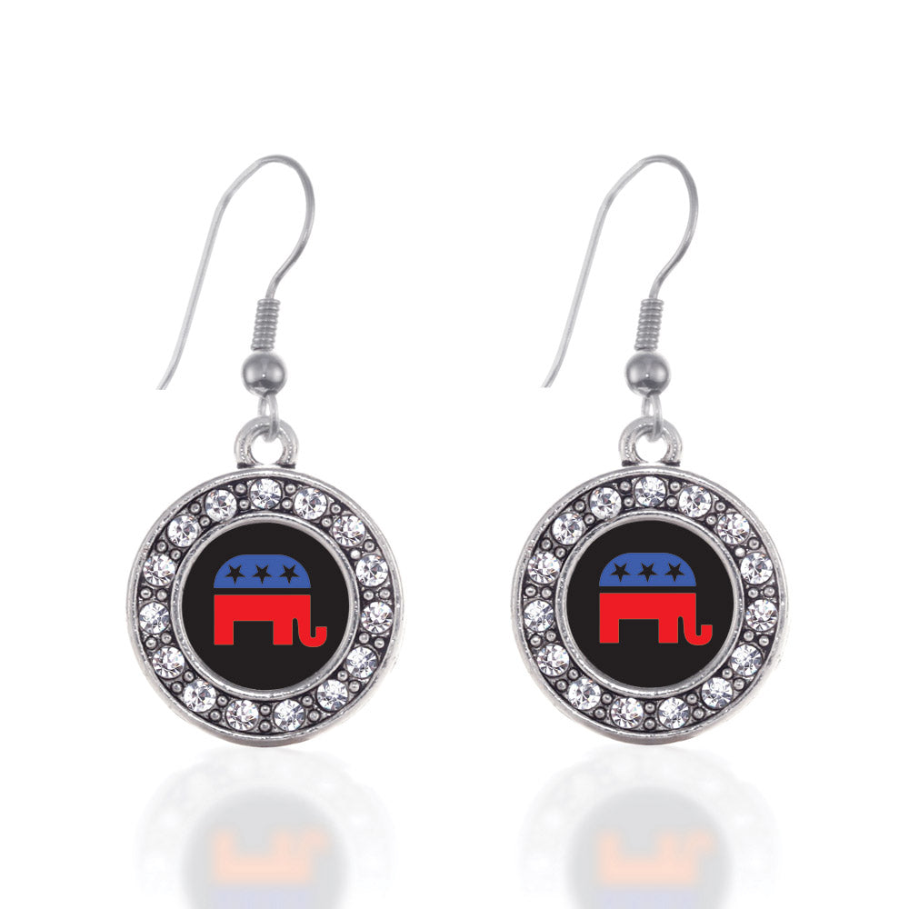 Silver Republican Circle Charm Dangle Earrings
