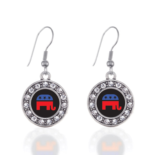 Silver Republican Circle Charm Dangle Earrings
