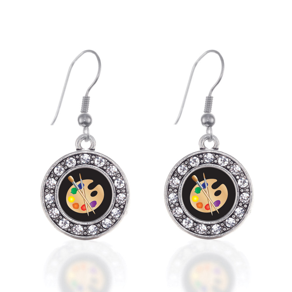 Silver The Artist Circle Charm Dangle Earrings