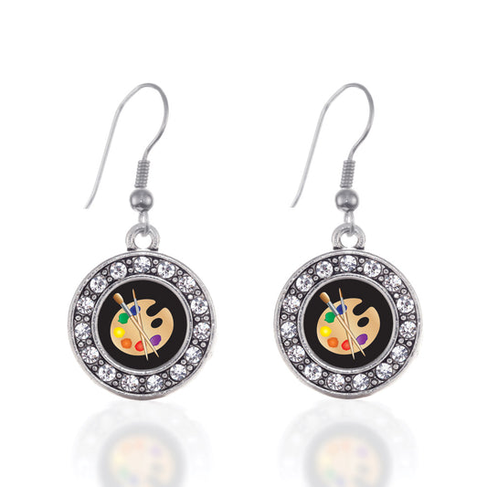 Silver The Artist Circle Charm Dangle Earrings