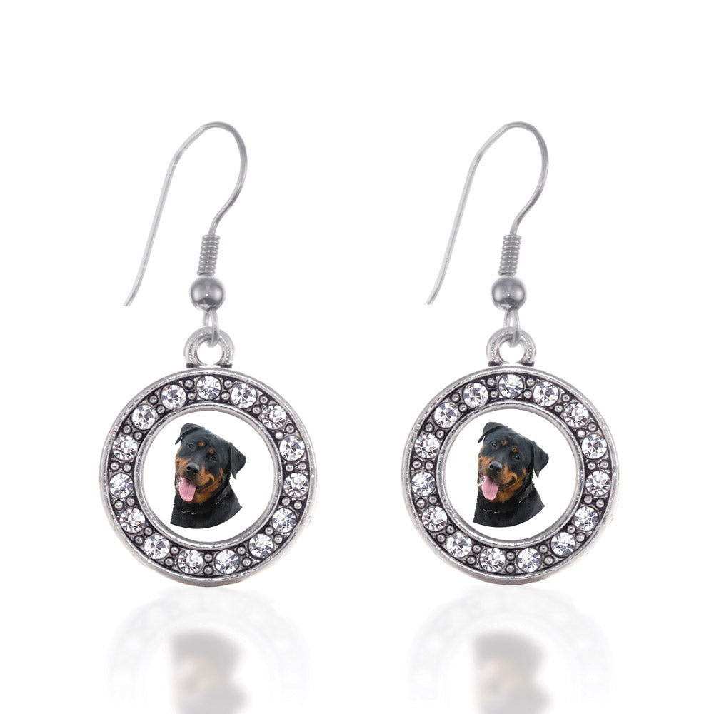 Silver The Rottweiler Circle Charm Dangle Earrings