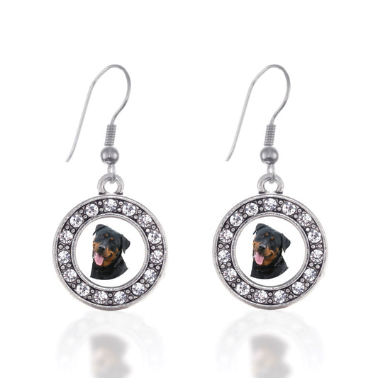 Silver The Rottweiler Circle Charm Dangle Earrings
