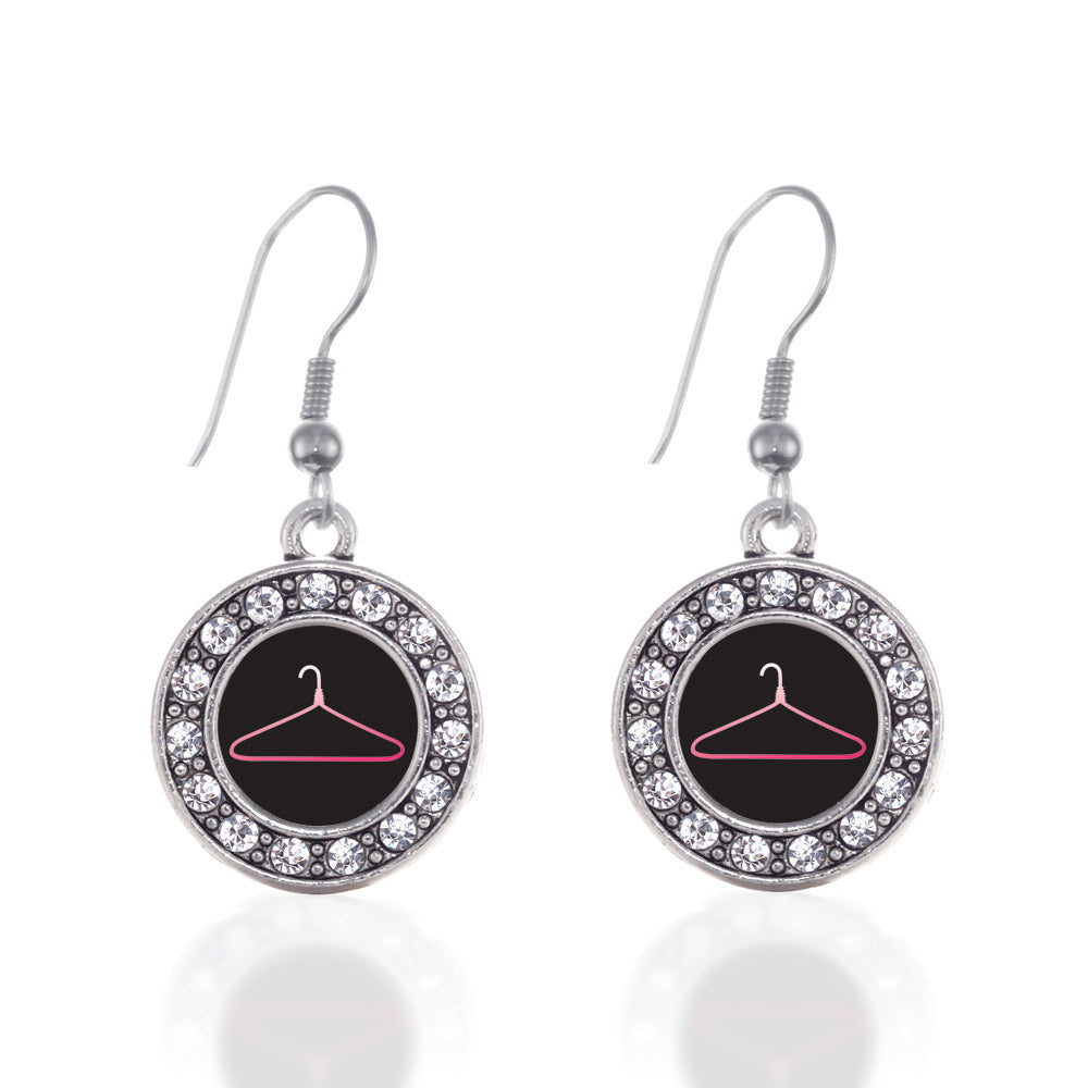 Silver Retail Circle Charm Dangle Earrings