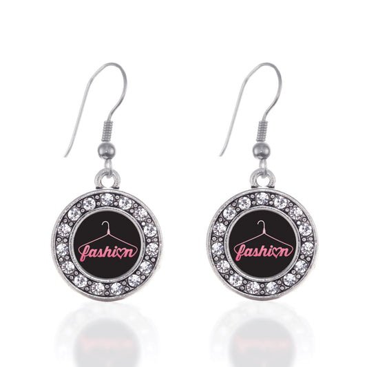Silver Fashion Circle Charm Dangle Earrings