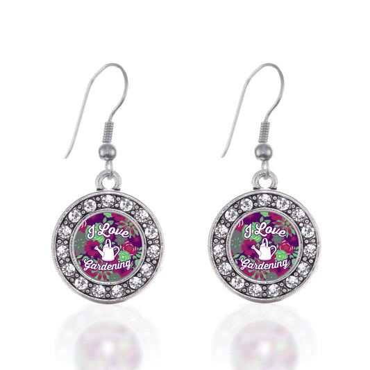 Silver Love To Garden Circle Charm Dangle Earrings