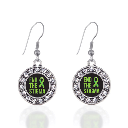 Silver Mental Health Awareness Circle Charm Dangle Earrings