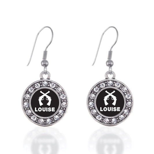 Silver Louise Circle Charm Dangle Earrings