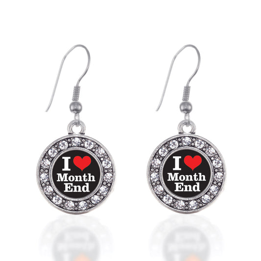 Silver I Love Months End Accountant Circle Charm Dangle Earrings