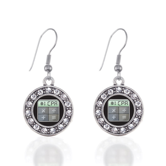 Silver #1 CPA Circle Charm Dangle Earrings