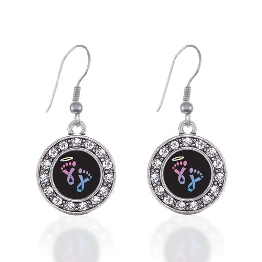 Silver Infancy Loss Circle Charm Dangle Earrings