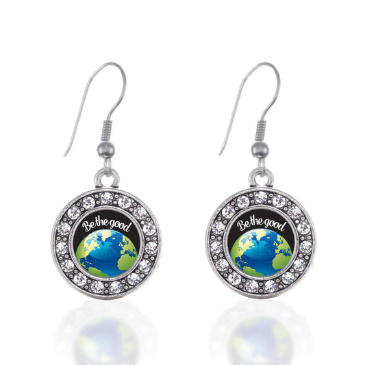 Silver Be The Good Circle Charm Dangle Earrings