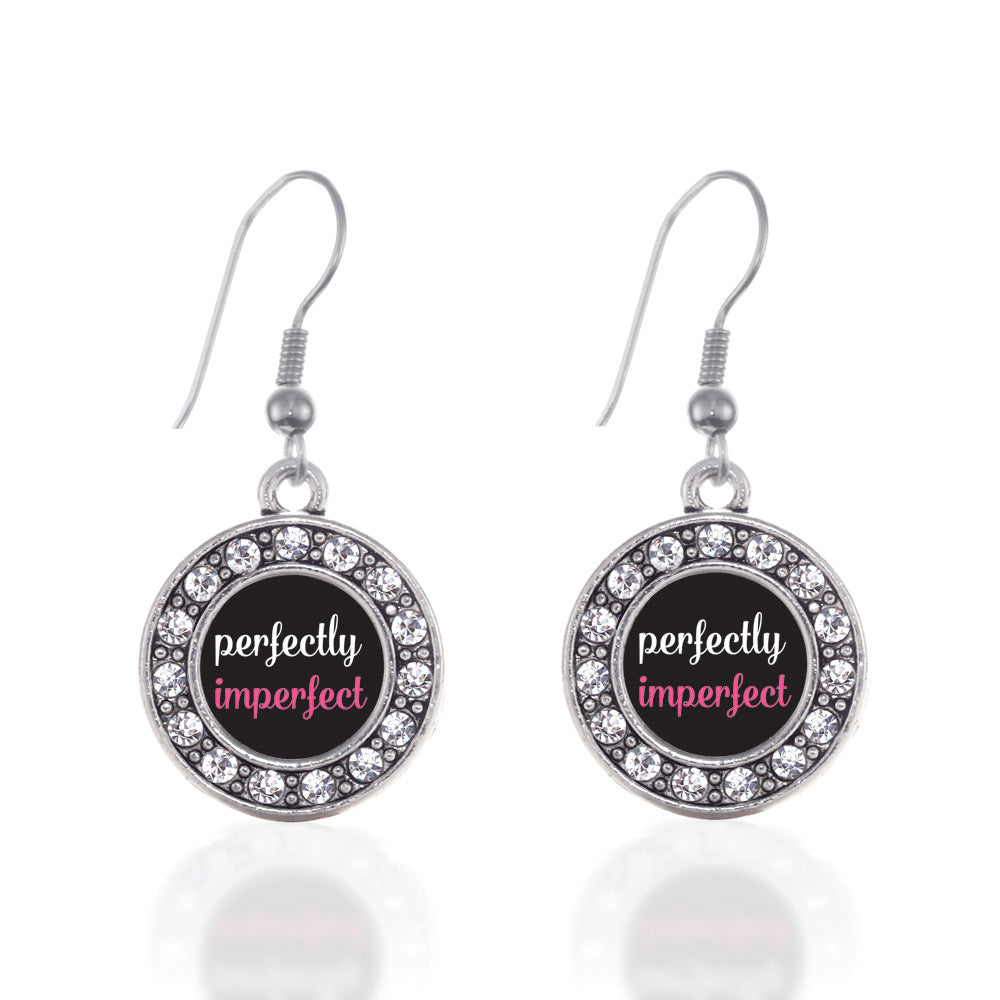 Silver Perfectly Imperfect Circle Charm Dangle Earrings