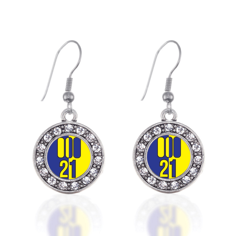 Silver Chromosome 21 Circle Charm Dangle Earrings