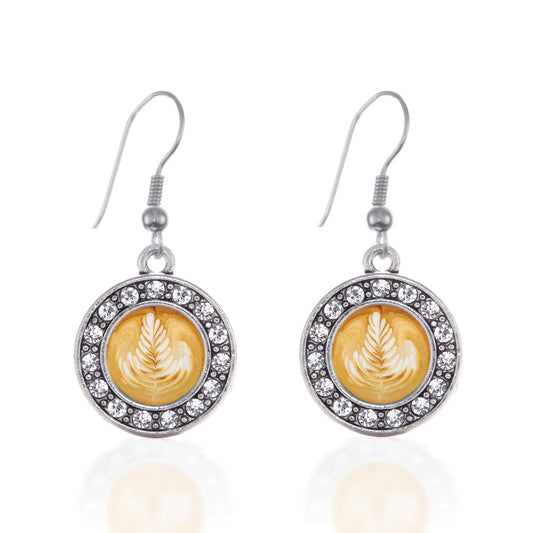 Silver Latte Circle Charm Dangle Earrings