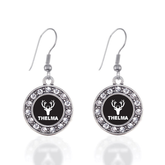 Silver Thelma Circle Charm Dangle Earrings