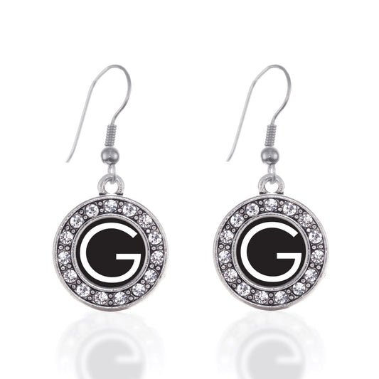 Silver My Initials - Letter G Circle Charm Dangle Earrings