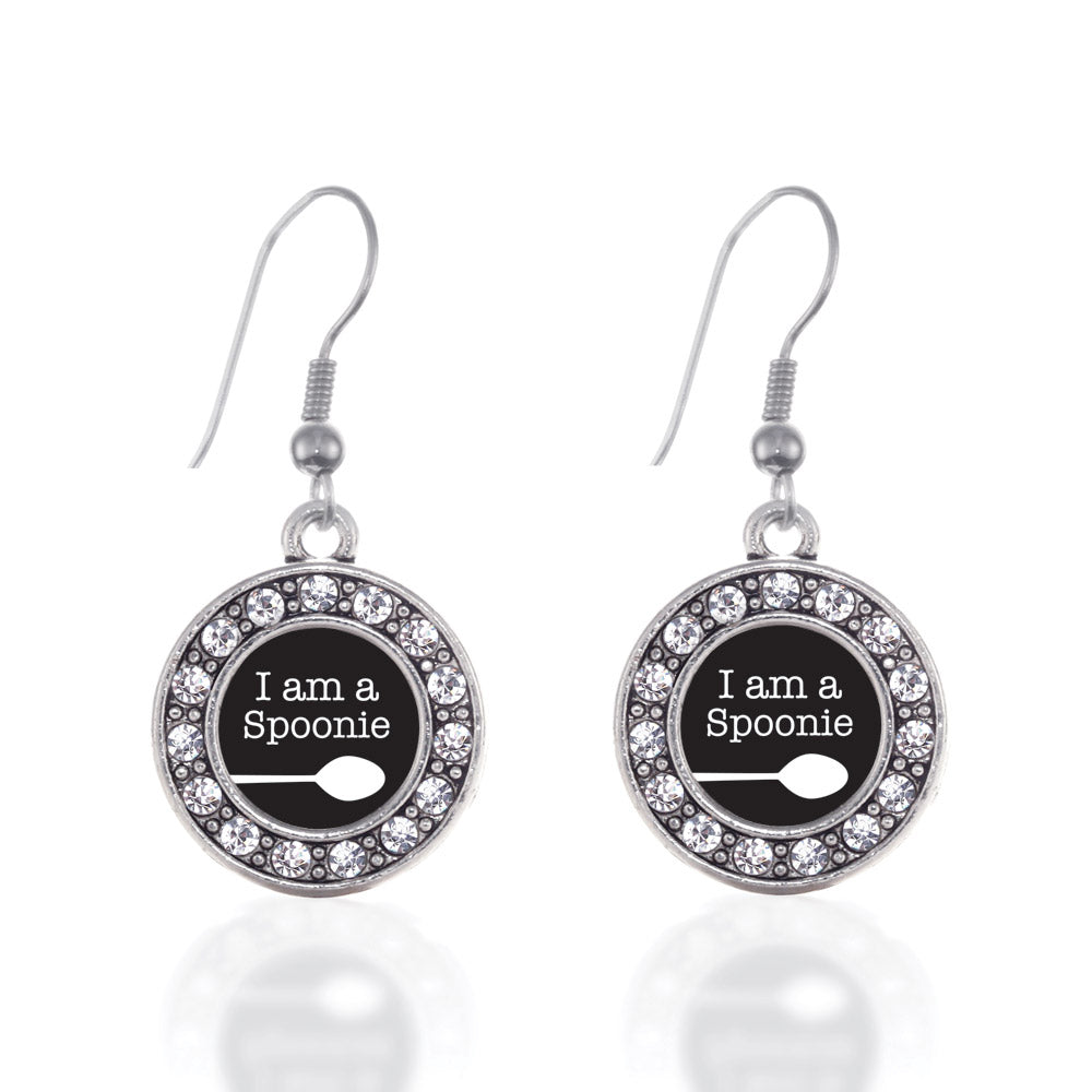 Silver I Am A Spoonie Circle Charm Dangle Earrings