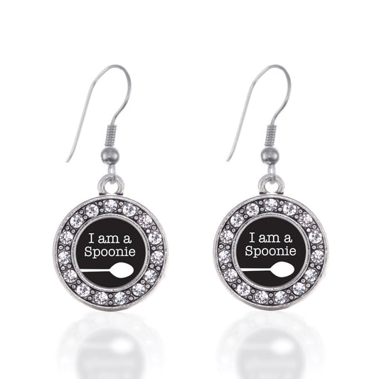Silver I Am A Spoonie Circle Charm Dangle Earrings