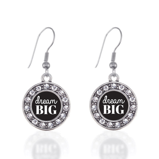 Silver Dream Big Circle Charm Dangle Earrings