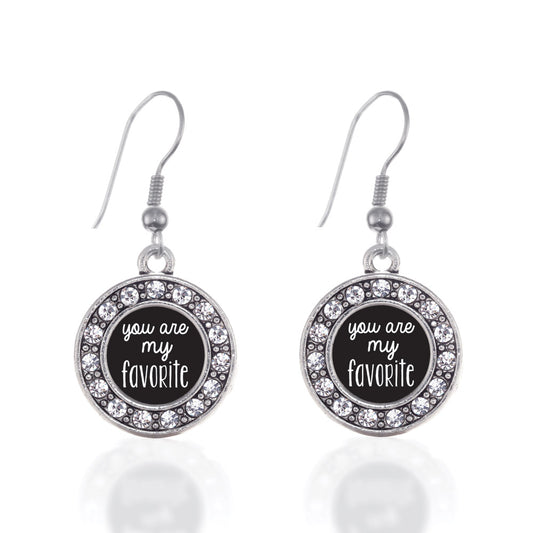 Silver You Are My Favorite Circle Charm Dangle Earrings