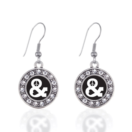 Silver Simply Peace And Love Circle Charm Dangle Earrings