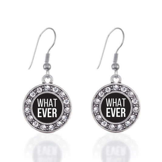 Silver Whatever Circle Charm Dangle Earrings