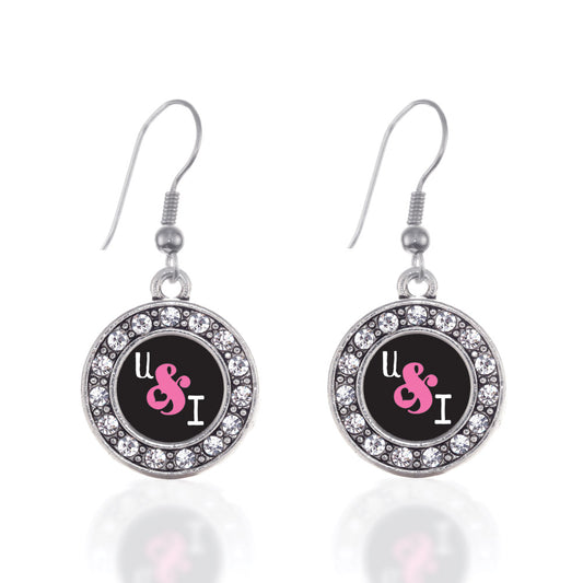 Silver You And I Circle Charm Dangle Earrings