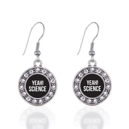 Silver Yeah! Science Circle Charm Dangle Earrings