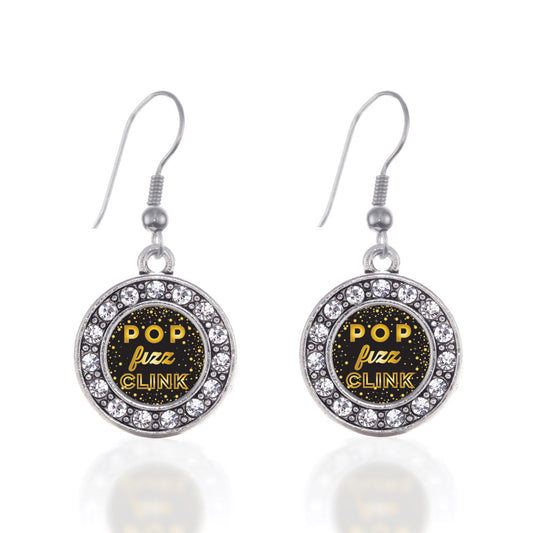 Silver Pop Fizz Clink Circle Charm Dangle Earrings