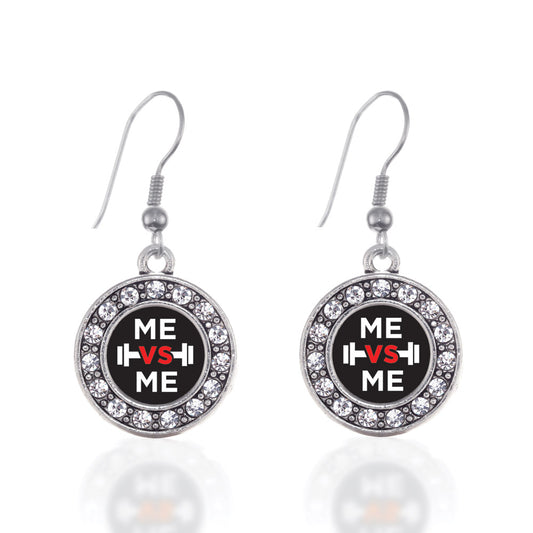 Silver Me vs Me Circle Charm Dangle Earrings