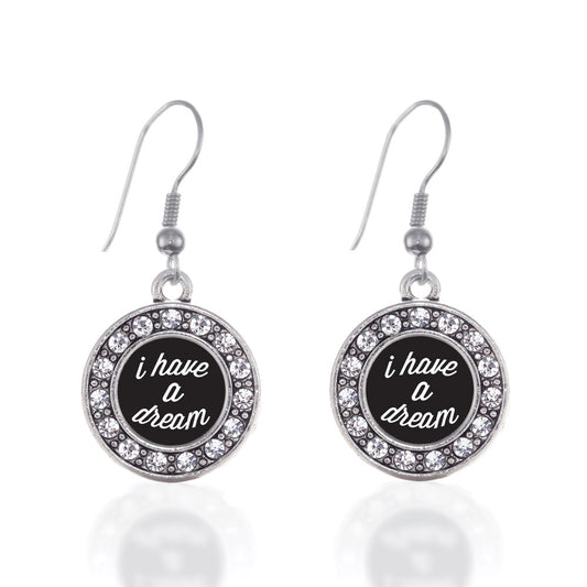 Silver I Have a Dream Circle Charm Dangle Earrings