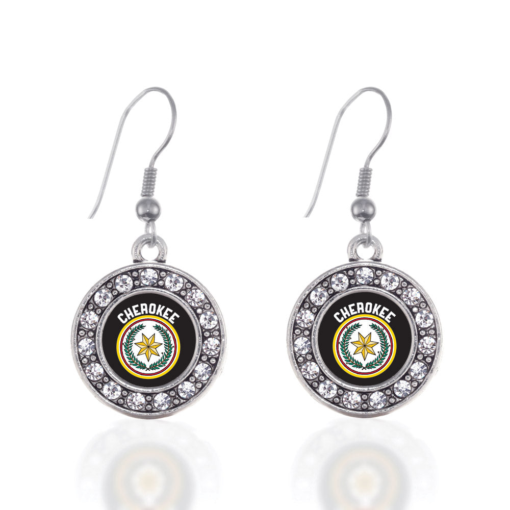 Silver Cherokee Circle Charm Dangle Earrings