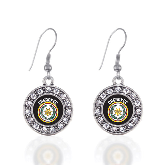 Silver Cherokee Circle Charm Dangle Earrings