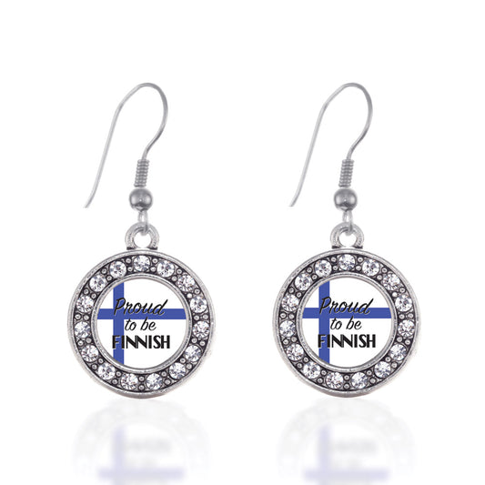 Silver Proud to be Finish Circle Charm Dangle Earrings