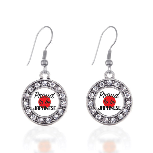 Silver Proud to be Japanese Circle Charm Dangle Earrings